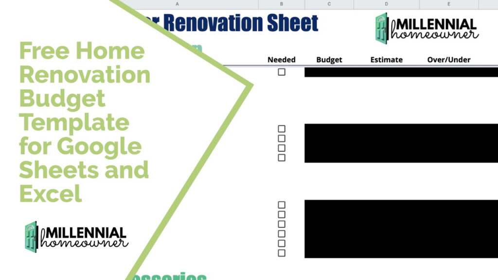 Free Home Renovation Budget Template (May 11) - Millennial Homeowner Throughout Young Professional Budget Template