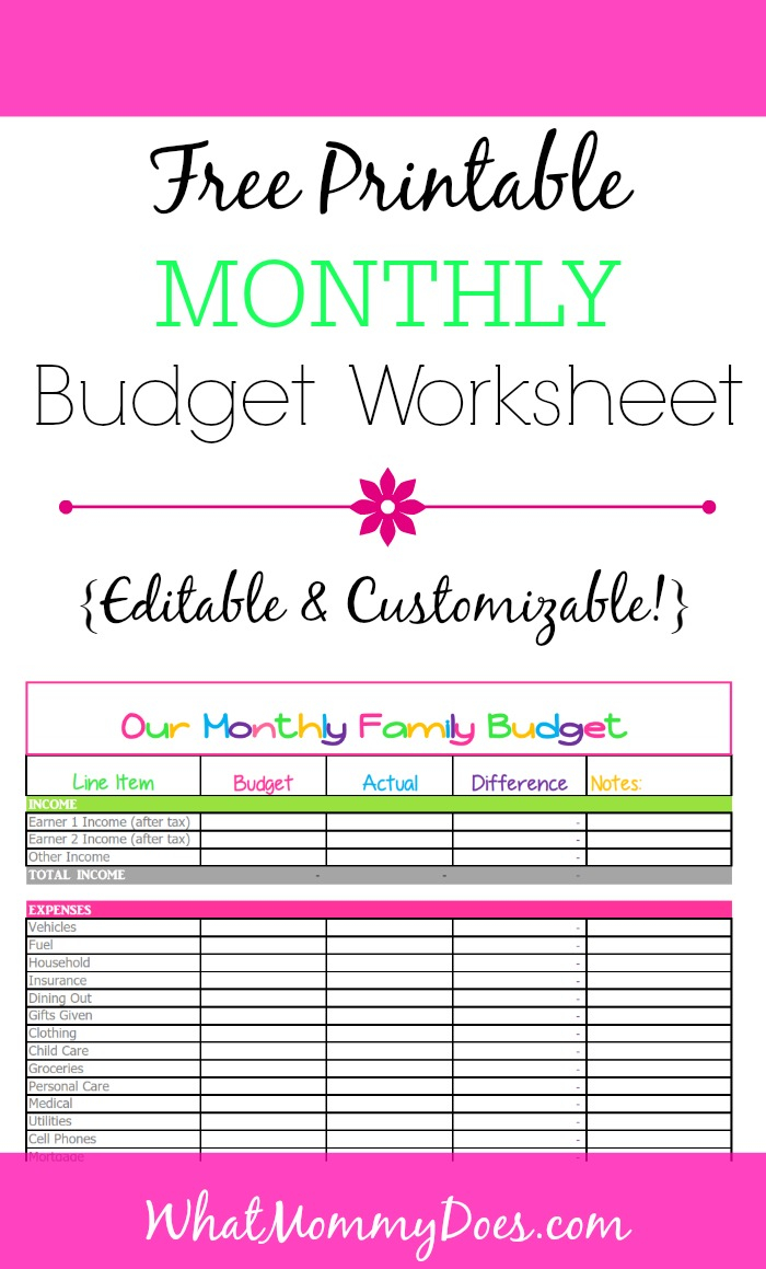 Free Monthly Budget Template - Cute Design in Excel Regarding Monthly Bill Budget Template Regarding Monthly Bill Budget Template
