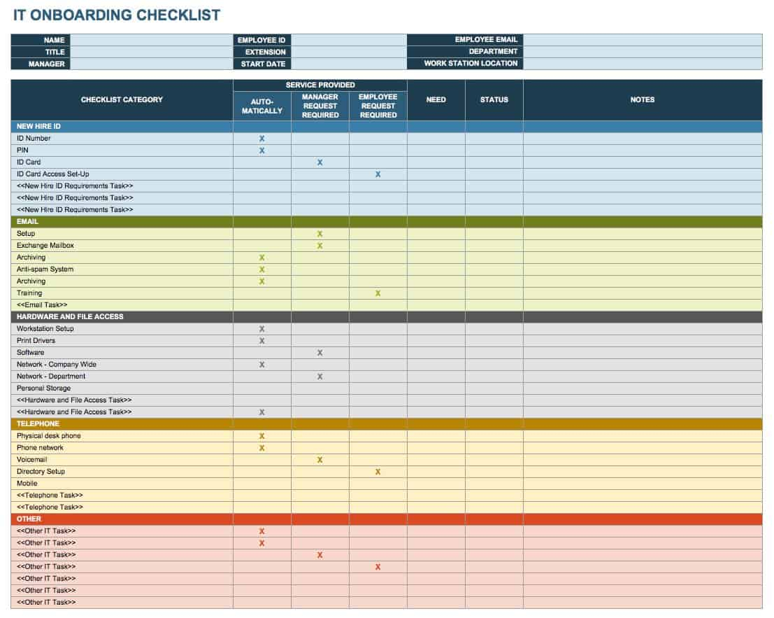 Free Onboarding Checklists and Templates  Smartsheet In New Employee Onboarding Checklist Template For New Employee Onboarding Checklist Template