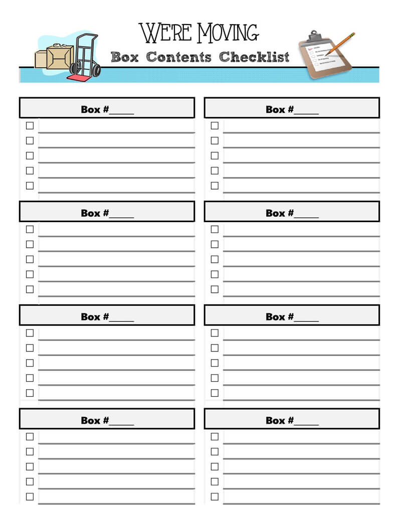 Free Printable 11+ FREE Moving Checklist Templates (Word  PDF) Regarding Checklist With Boxes Template Regarding Checklist With Boxes Template