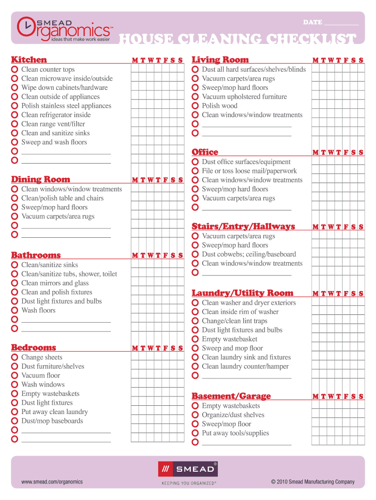 Home Cleaning Checklist - Fill Online, Printable, Fillable, Blank  For Residential Cleaning Checklist Template Within Residential Cleaning Checklist Template