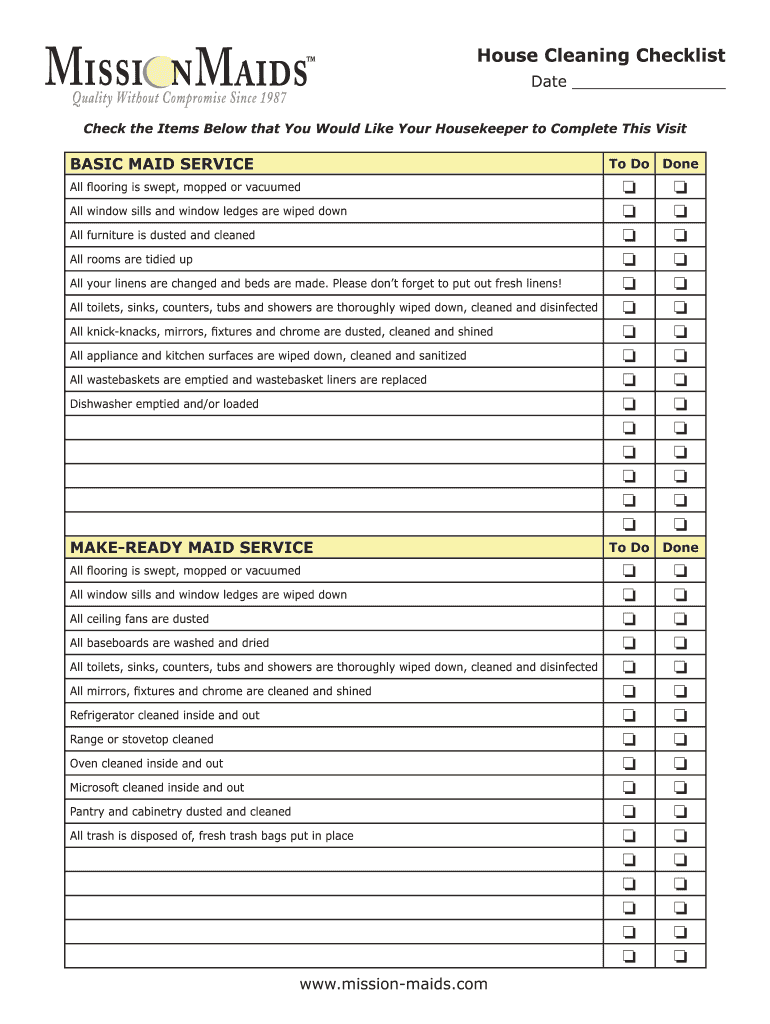 Hotel Room Cleaning Checklist Template - Fill Online, Printable, Fillable,  Blank  pdfFiller Regarding Hotel Maintenance Checklist Template With Regard To Hotel Maintenance Checklist Template