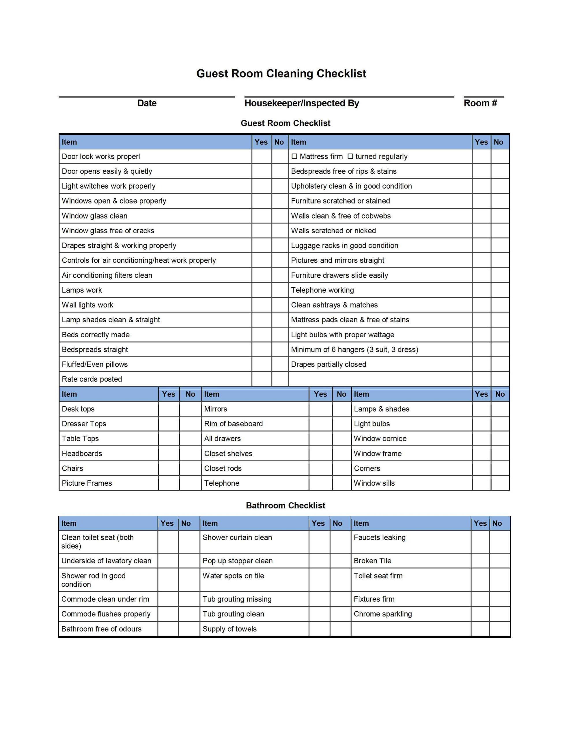 Hotel Room Cleaning Checklist Templates External House Cleaning  In Housekeeper Checklist Template In Housekeeper Checklist Template