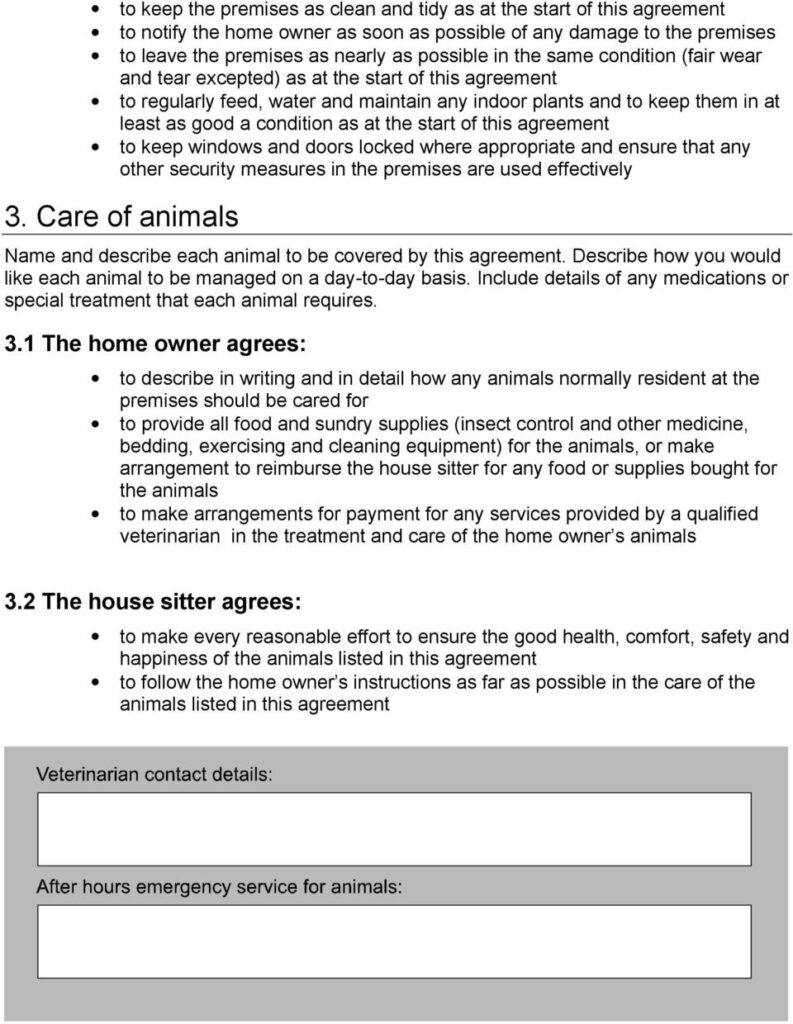 House sitting agreement - PDF Free Download With House Sitter Checklist Template