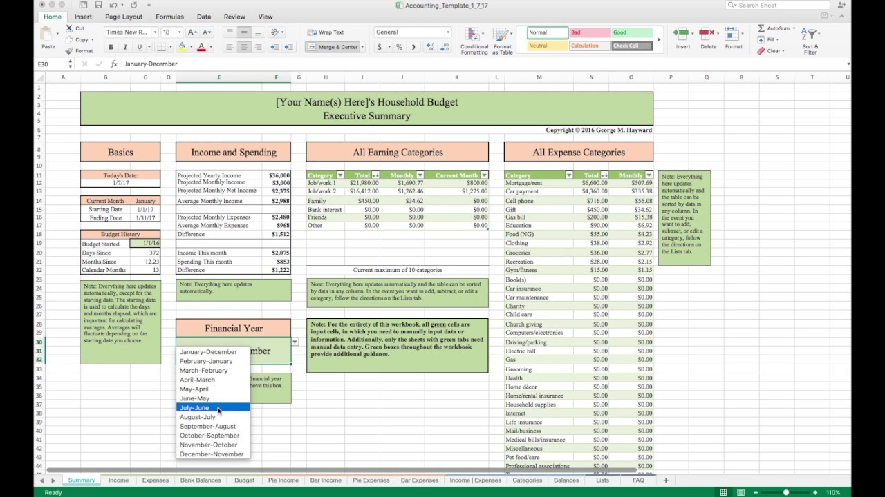 Household Budget Template and Tutorial (Excel) For Personal Household Budget Template Inside Personal Household Budget Template