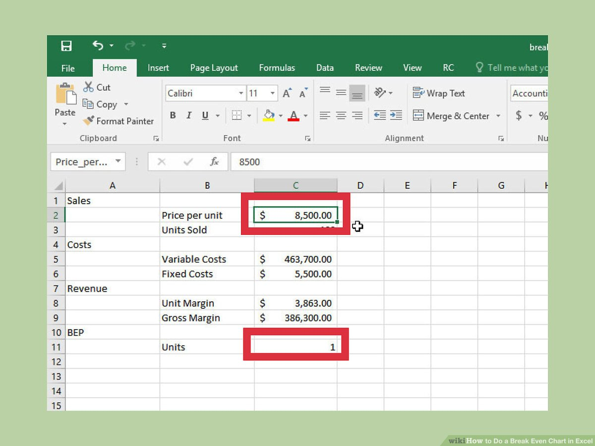 How to Do a Break Even Chart in Excel (with Pictures) - wikiHow For Break Even Analysis Graph Template Regarding Break Even Analysis Graph Template
