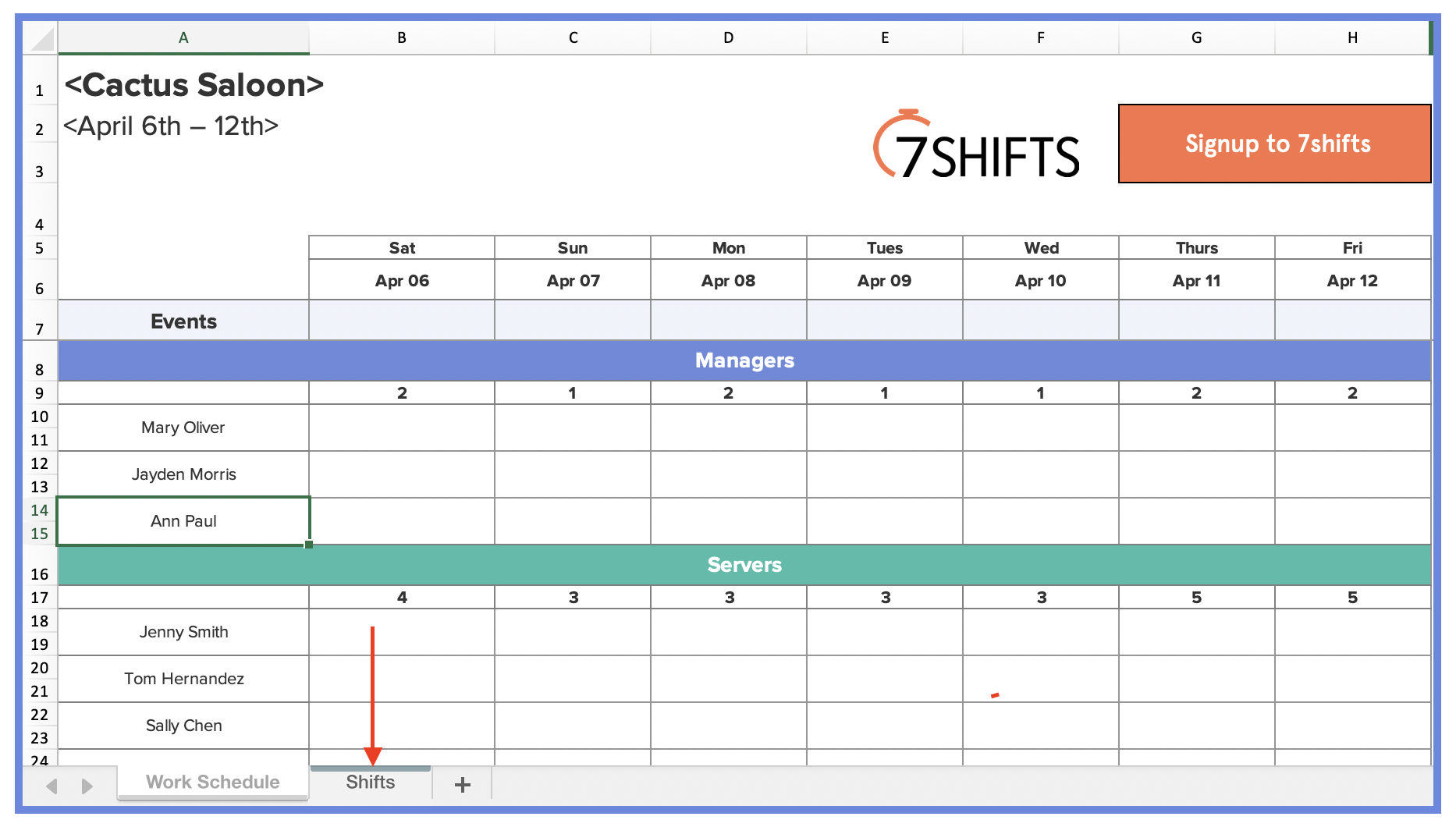 How to Make a Restaurant Work Schedule (with Free Excel Template  Intended For Employee Engagement Budget Template Regarding Employee Engagement Budget Template
