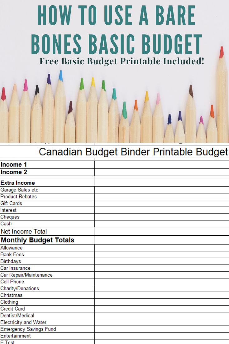 How To Use A Bare Bones Basic Budget (Free Printable) - Canadian  Pertaining To Bare Bones Budget Template For Bare Bones Budget Template