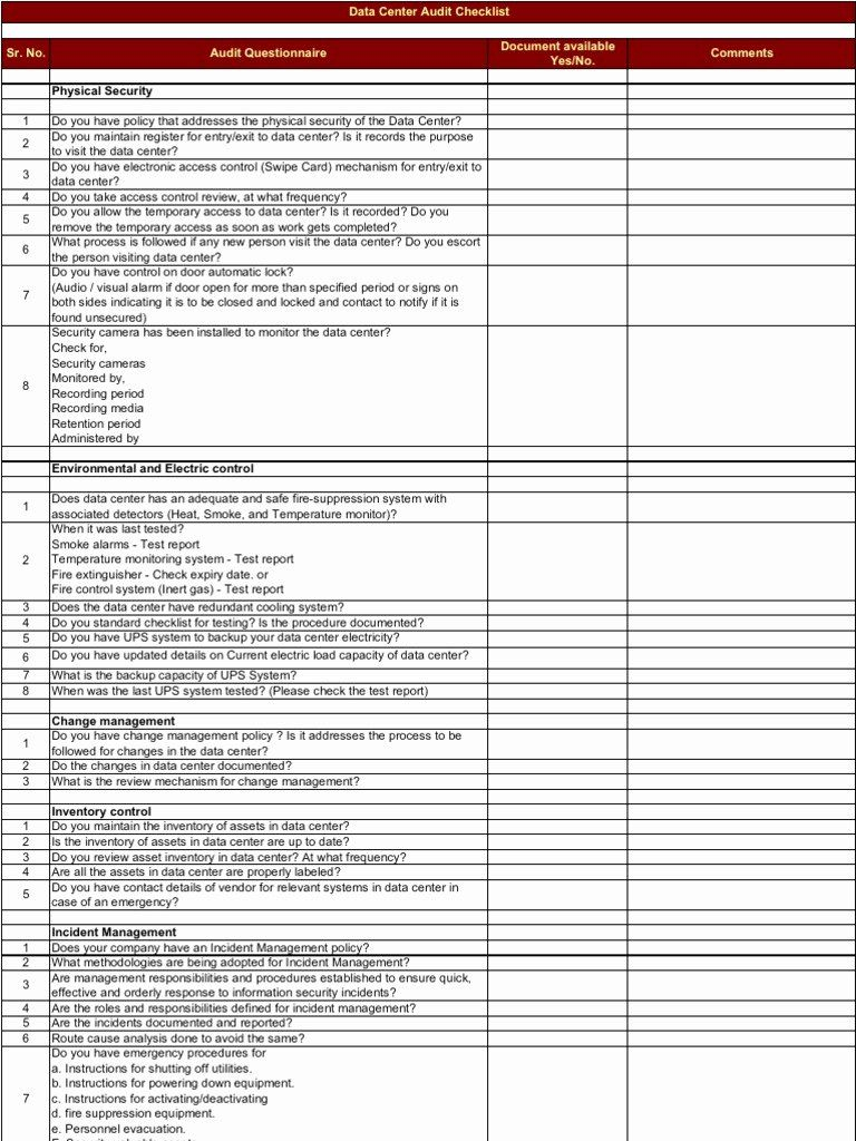 It Security Audit Checklist Template Inspirational Security Audit  Intended For Information Technology Audit Checklist Template Pertaining To Information Technology Audit Checklist Template