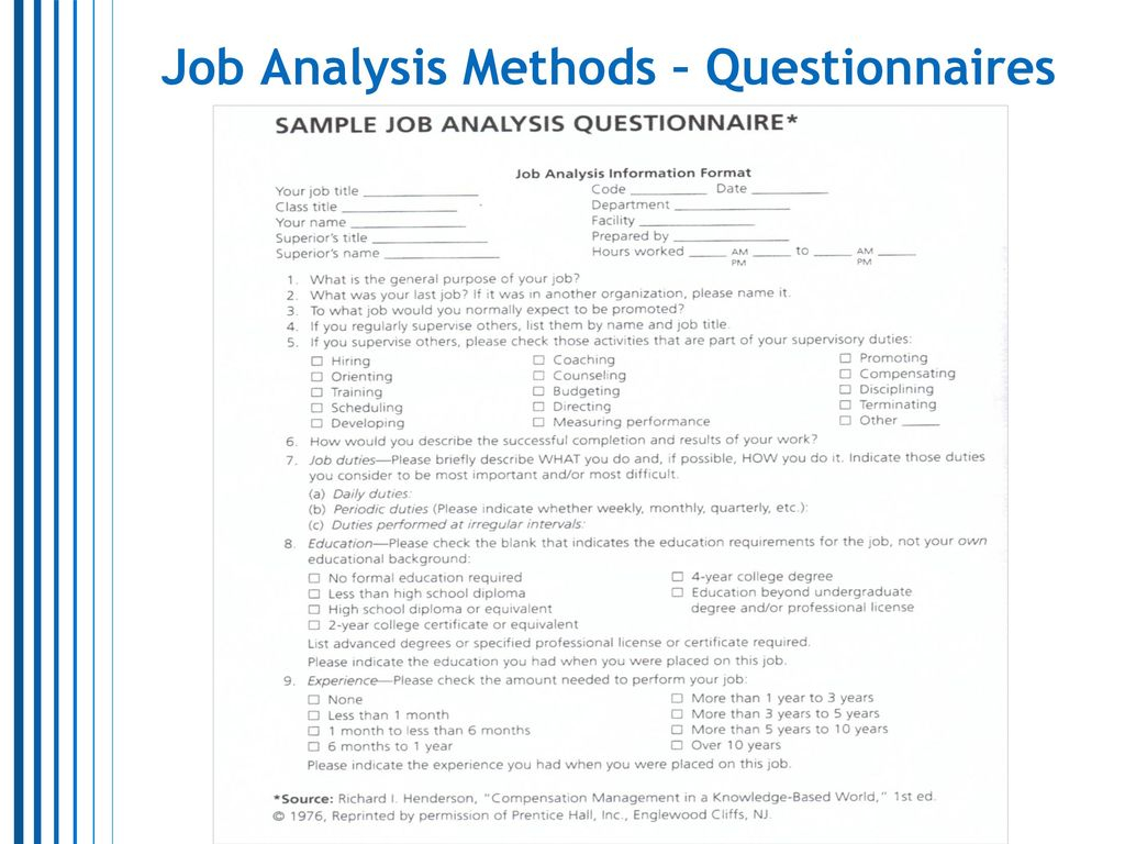 Job Analysis and Job Design - ppt download With Regard To Job Analysis Questionnaire Template Intended For Job Analysis Questionnaire Template