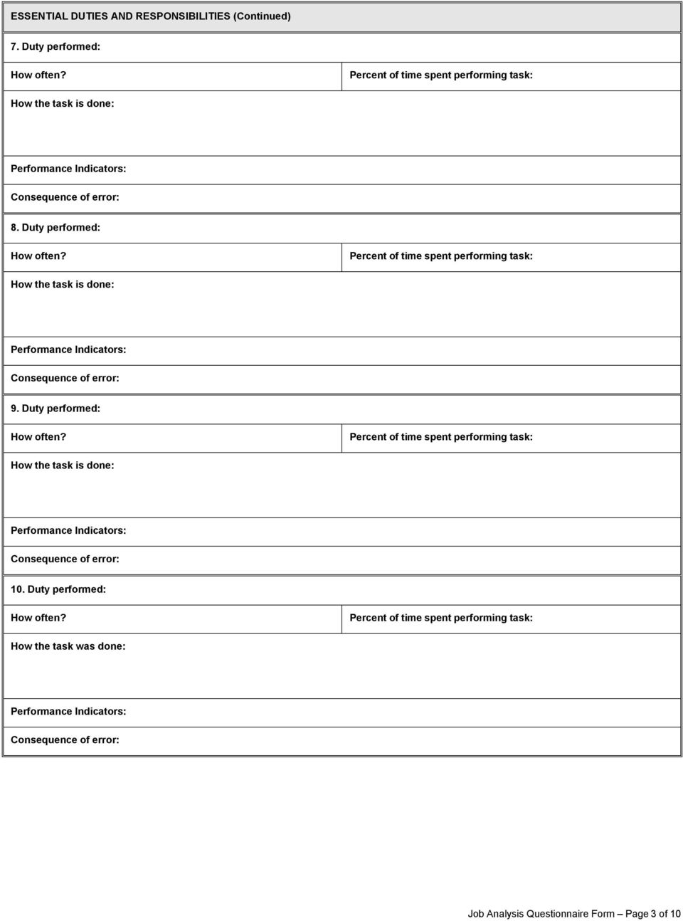 JOB ANALYSIS QUESTIONNAIRE - PDF Free Download Inside Job Analysis Questionnaire Template Pertaining To Job Analysis Questionnaire Template