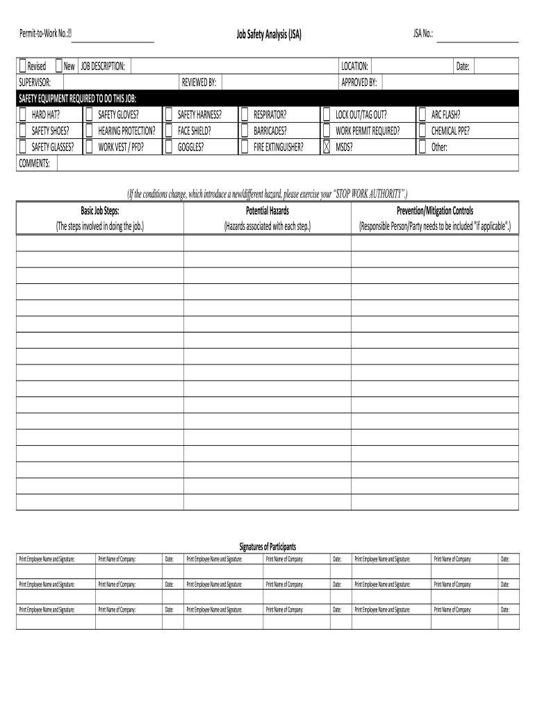 Job Safety Analysis Form 11-11 - Fill and Sign Printable  With Job Safety Analysis Worksheet Template Regarding Job Safety Analysis Worksheet Template