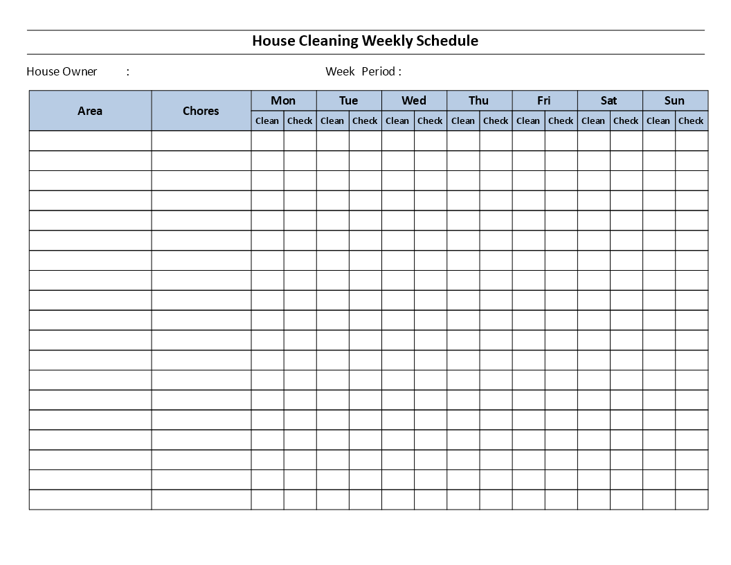 Kostenloses House Cleaning Schedule template With Restaurant Cleaning Checklist Template Inside Restaurant Cleaning Checklist Template