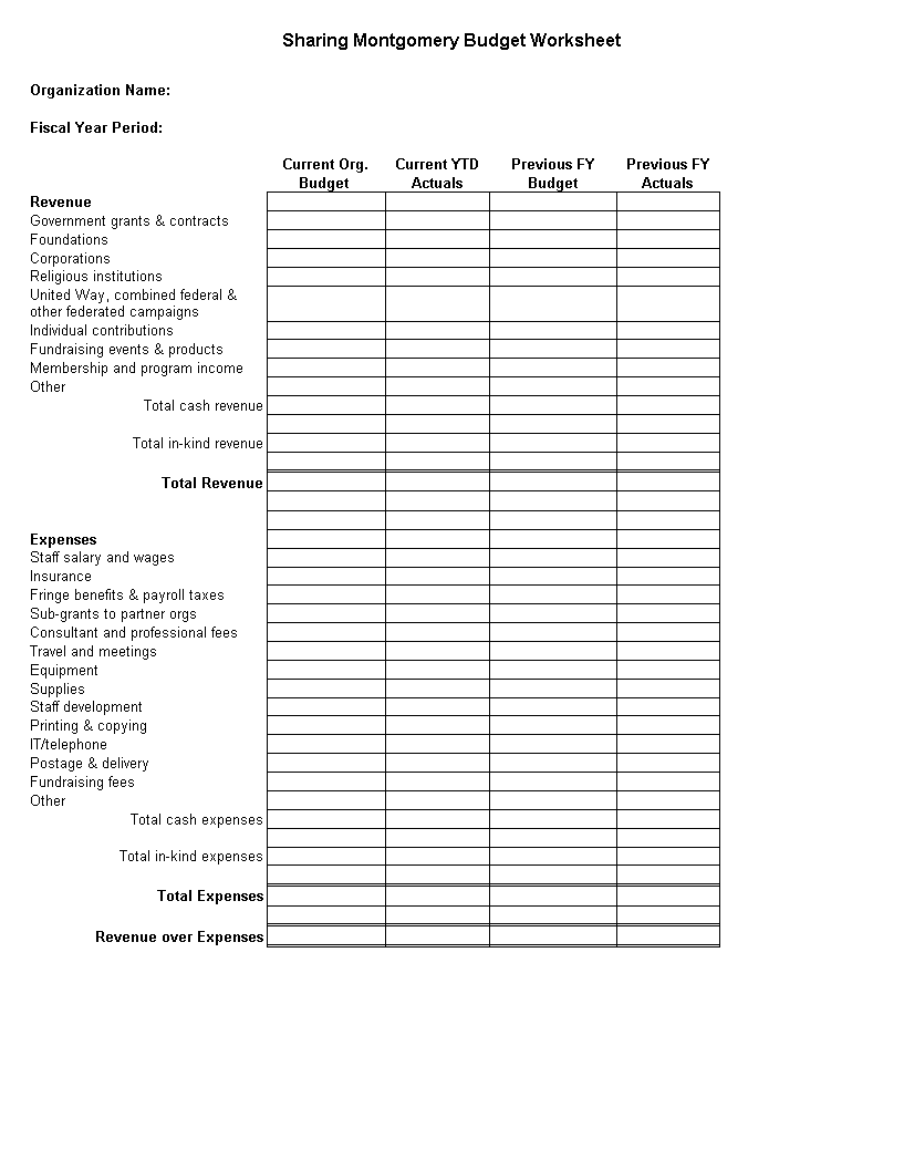 Kostenloses Nonprofit Budget Sheet In Nonprofit Fundraising Budget Template Pertaining To Nonprofit Fundraising Budget Template