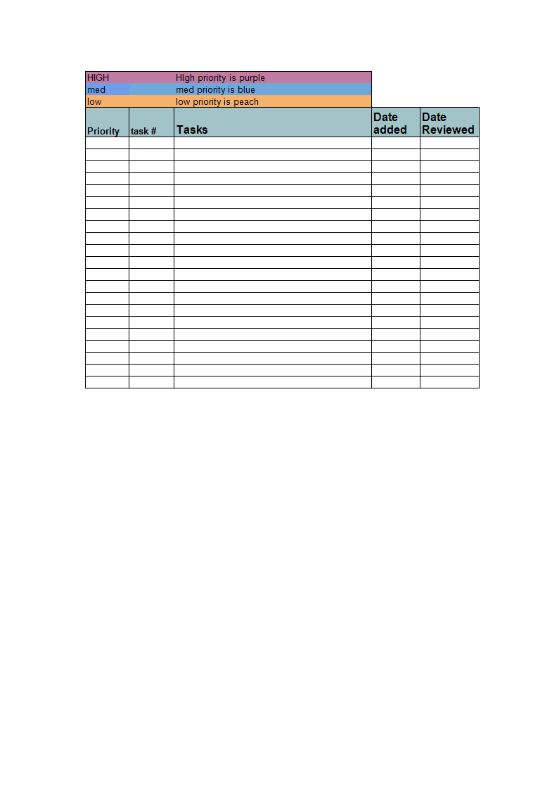 Kostenloses Priority Excel Checklist Template Regarding Weekly Checklist Template Excel Pertaining To Weekly Checklist Template Excel