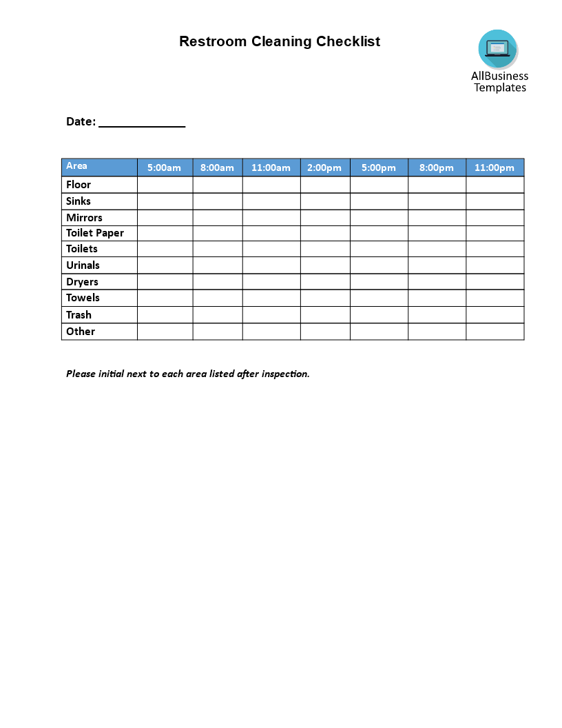 Kostenloses Restaurant Restroom Cleaning Template Within Bathroom Cleaning Checklist Template Within Bathroom Cleaning Checklist Template