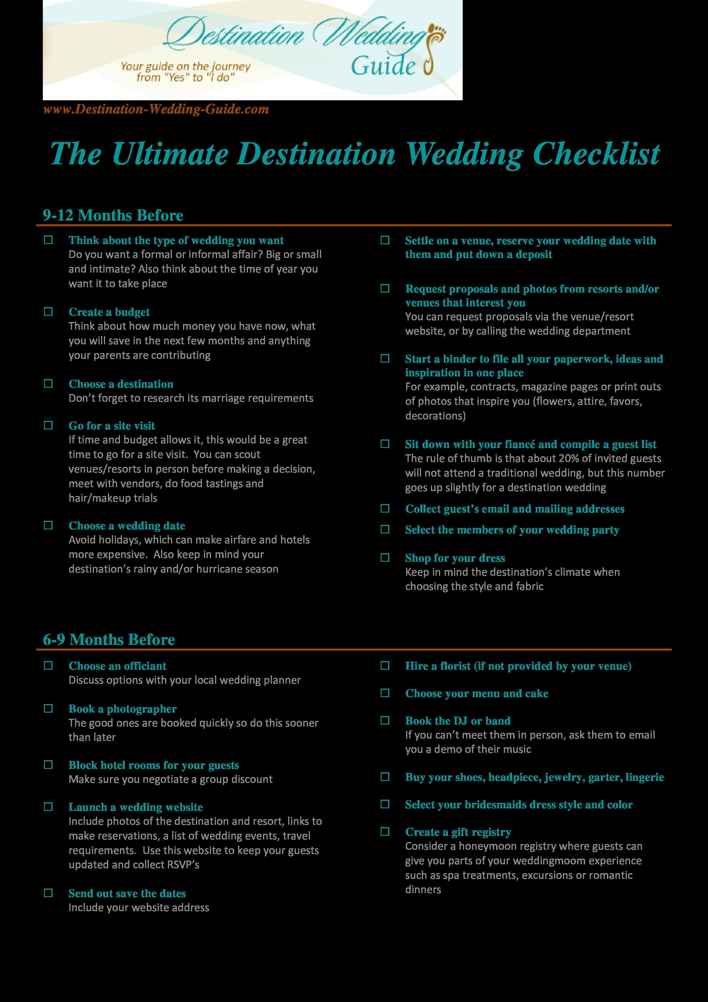 Kostenloses Ultimate Destination Wedding Checklist Pertaining To Wedding Photo Checklist Template Regarding Wedding Photo Checklist Template
