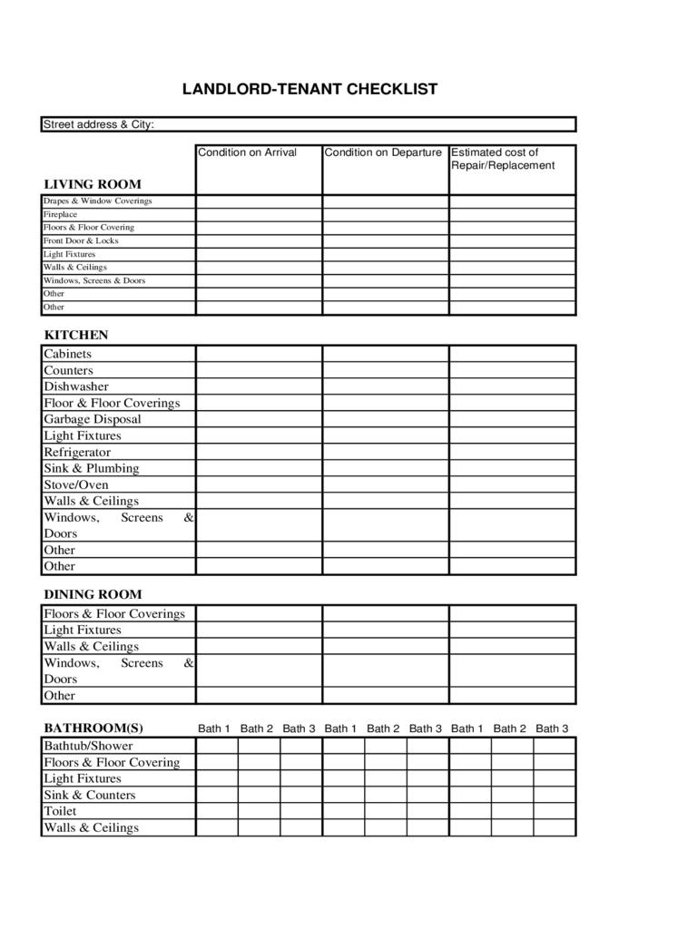 Landlord Inspection Checklist Template - 11 Free Templates in PDF  Pertaining To Rental Inventory Checklist Template With Rental Inventory Checklist Template