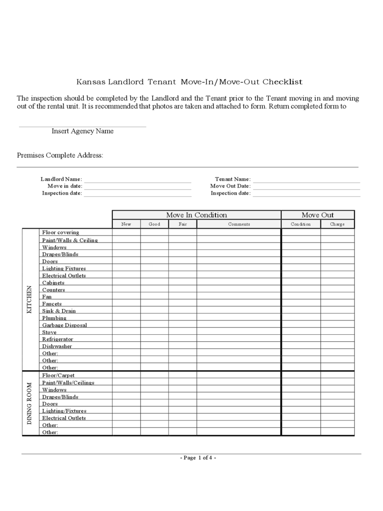 Landlord Inspection Checklist Template - 11 Free Templates in PDF  Within Tenant Move In Checklist Template With Tenant Move In Checklist Template