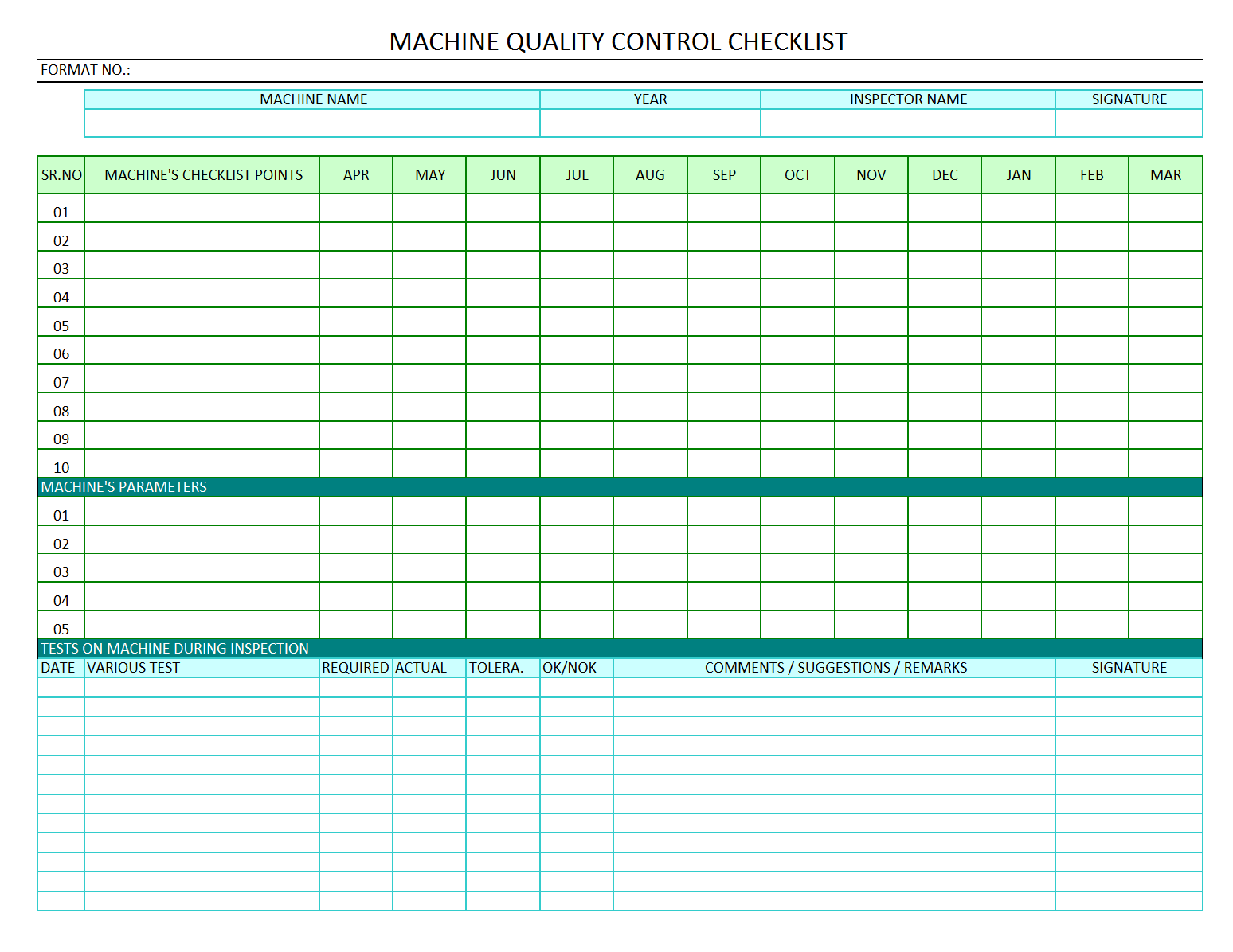 Machine Quality Control Checklist - Quality audit of machine With Quality Control Checklist Template Construction Inside Quality Control Checklist Template Construction