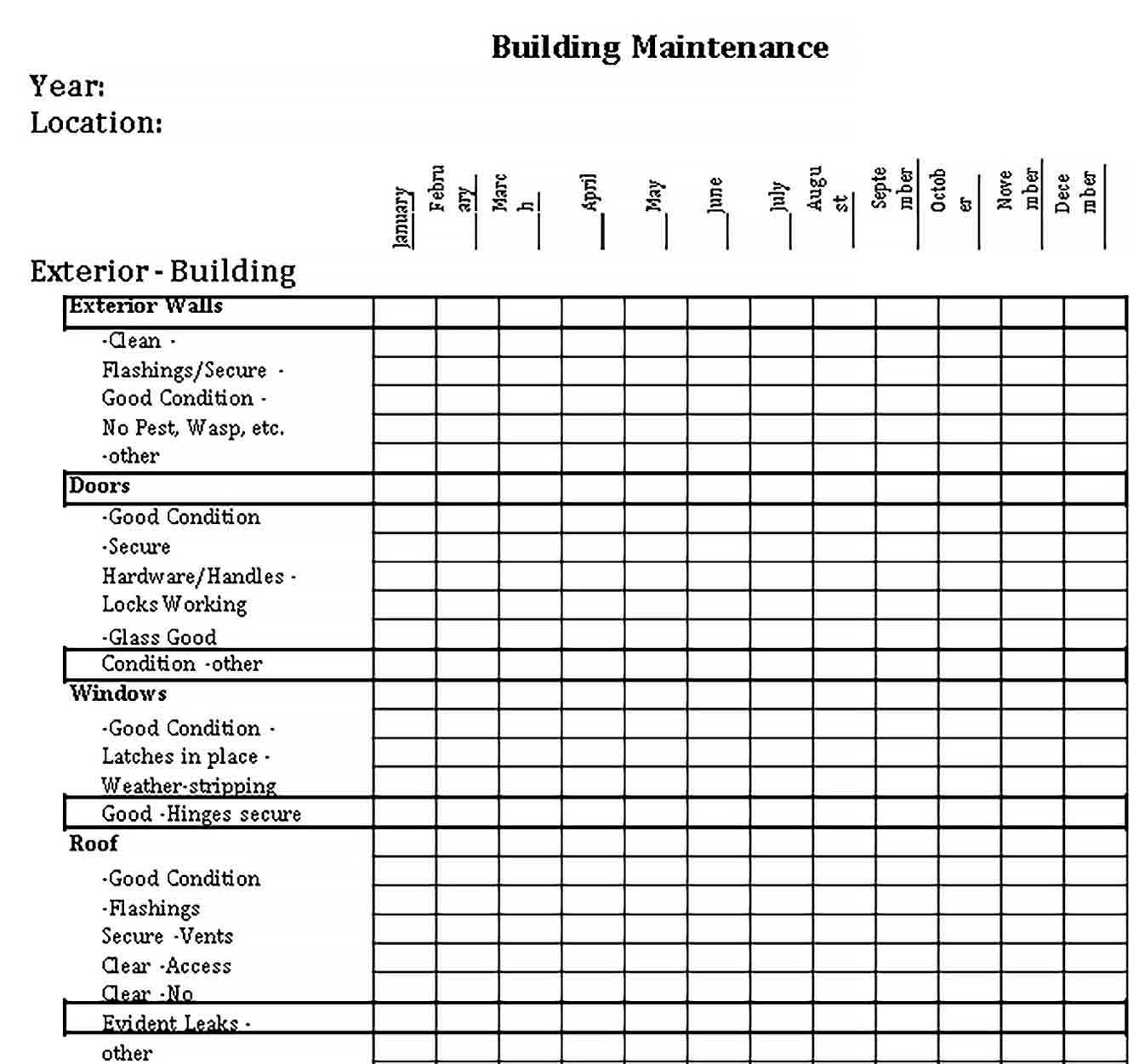 Maintenance checklist sample template  welding rodeo Designer For Facility Maintenance Checklist Template Inside Facility Maintenance Checklist Template