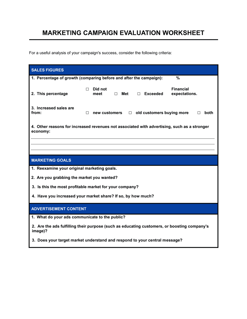 Marketing Campaign Evaluation Template  by Business-in-a-Box™ In Marketing Campaign Analysis Report Template Intended For Marketing Campaign Analysis Report Template