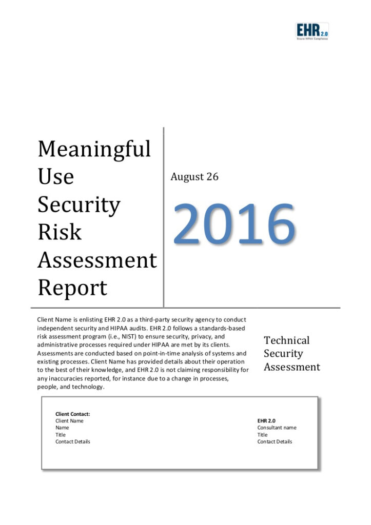 Meaningful Use Risk Assessment Template With Security Risk Assessment Checklist Template