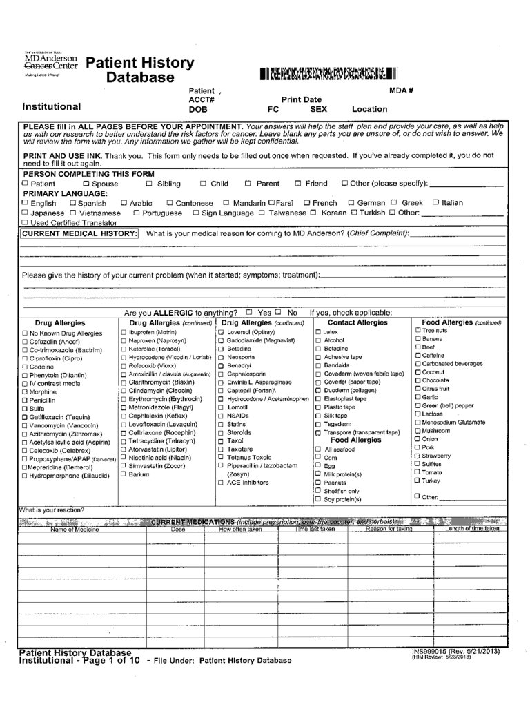 Medical History Form - 11 Free Templates in PDF, Word, Excel Download Within Medical History Checklist Template In Medical History Checklist Template