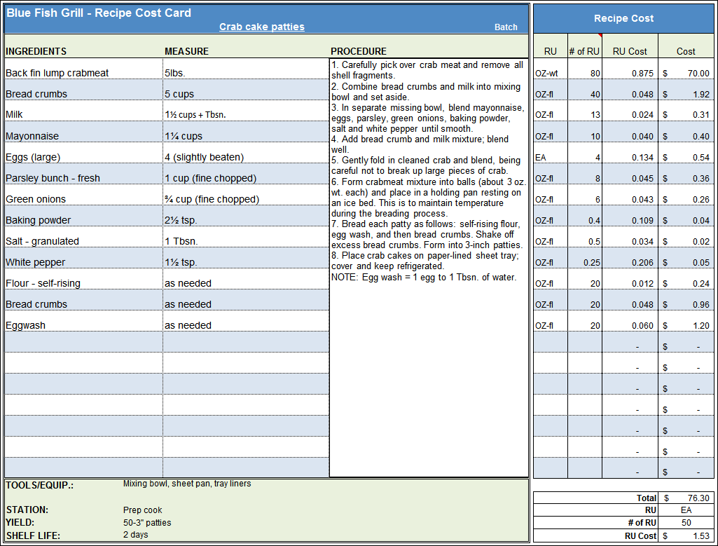 Menu & Recipe Cost Spreadsheet Template In Food Cost Analysis Template Inside Food Cost Analysis Template