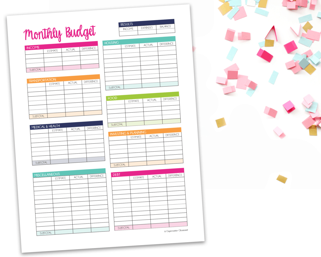Monthly Budget Template Free Printable - Organization Obsessed Inside Monthly Bill Budget Template With Monthly Bill Budget Template
