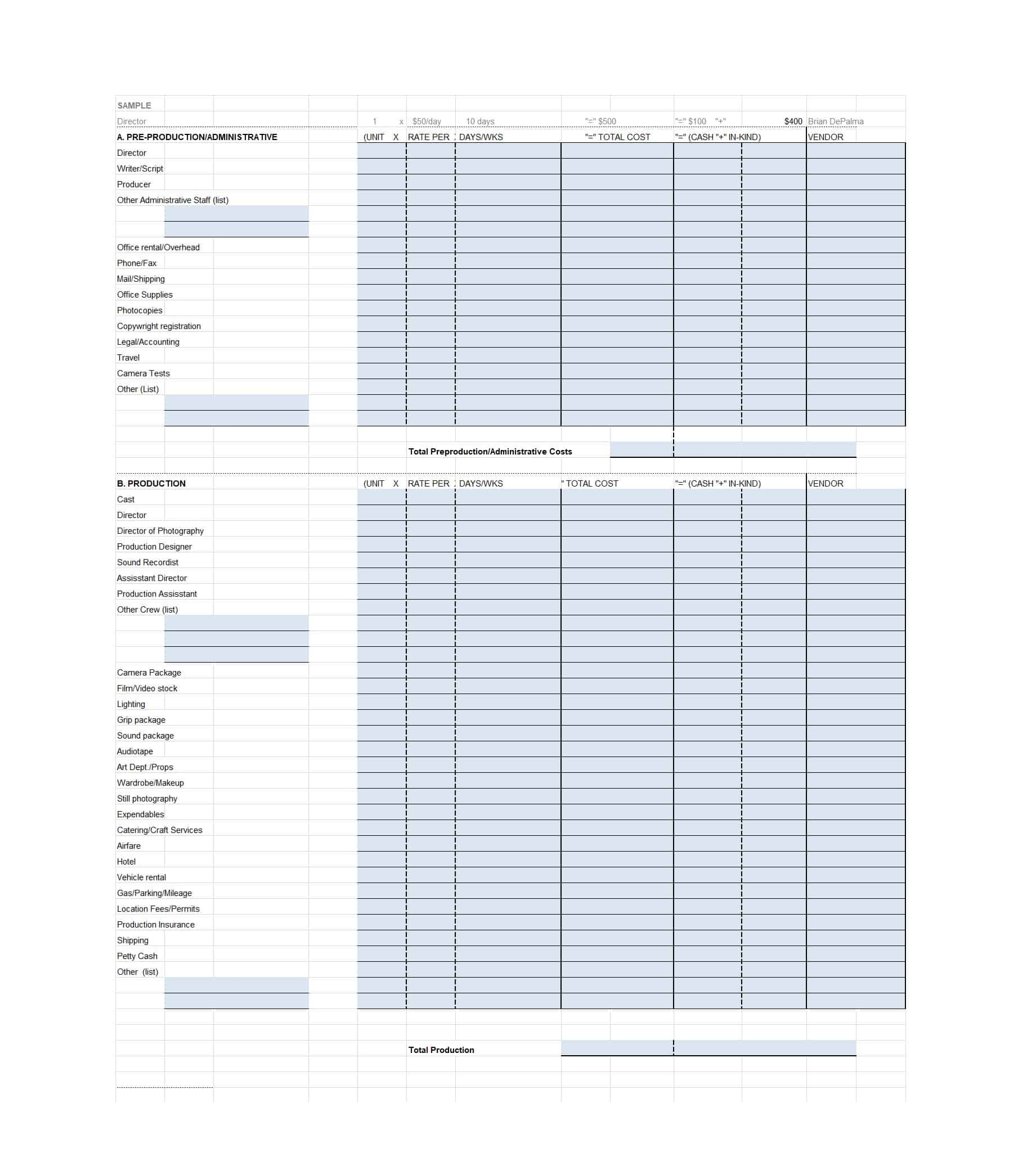 Music Production Budget Template  Template Creator With Musician Budget Template With Regard To Musician Budget Template