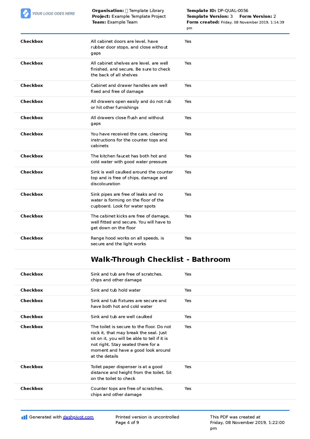 New Construction Walkthrough Checklist (Better than PDF template) In Final Walk Through Checklist Template Regarding Final Walk Through Checklist Template