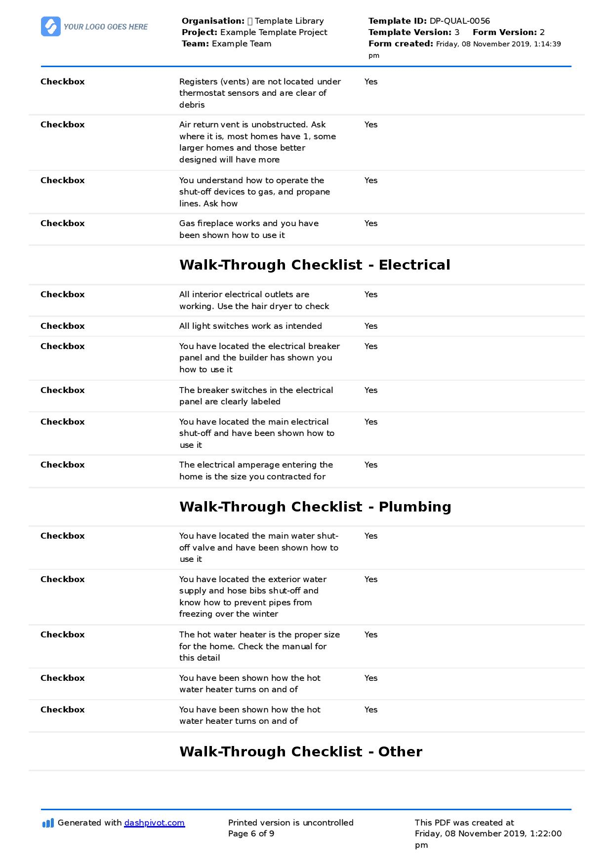 New Construction Walkthrough Checklist (Better than PDF template) With Regard To Final Walk Through Checklist Template Pertaining To Final Walk Through Checklist Template