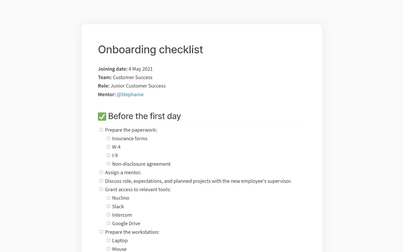 New Employee Onboarding Checklist: Templates & Examples Regarding On Boarding Checklist Template With Regard To On Boarding Checklist Template