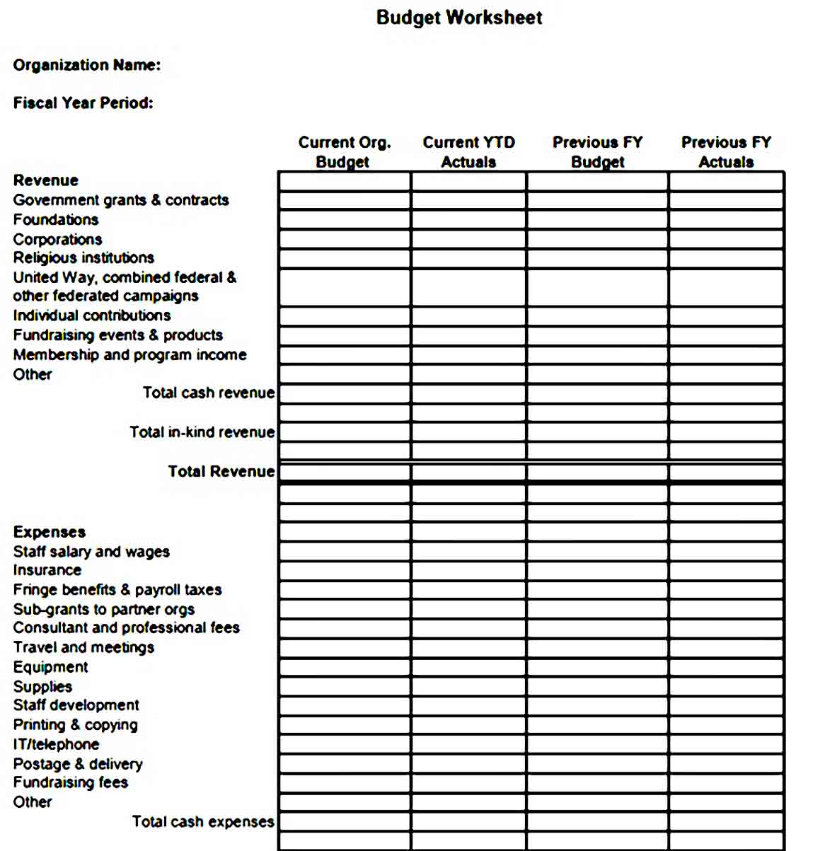 Non-Profit Budget Template Printable  With Nonprofit Fundraising Budget Template Inside Nonprofit Fundraising Budget Template