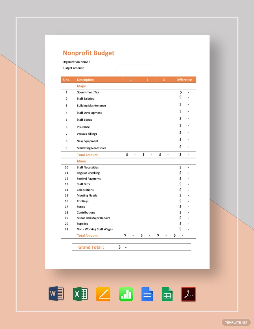 Nonprofit Budget Template - Spreadsheet for Excel & PDF Format Pertaining To Small Nonprofit Budget Template Inside Small Nonprofit Budget Template