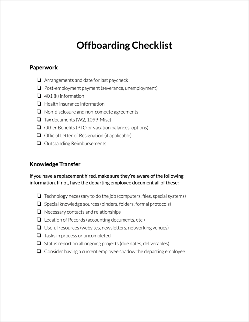 Offboarding Checklist  ClickTime Throughout Offboarding Checklist Template With Regard To Offboarding Checklist Template