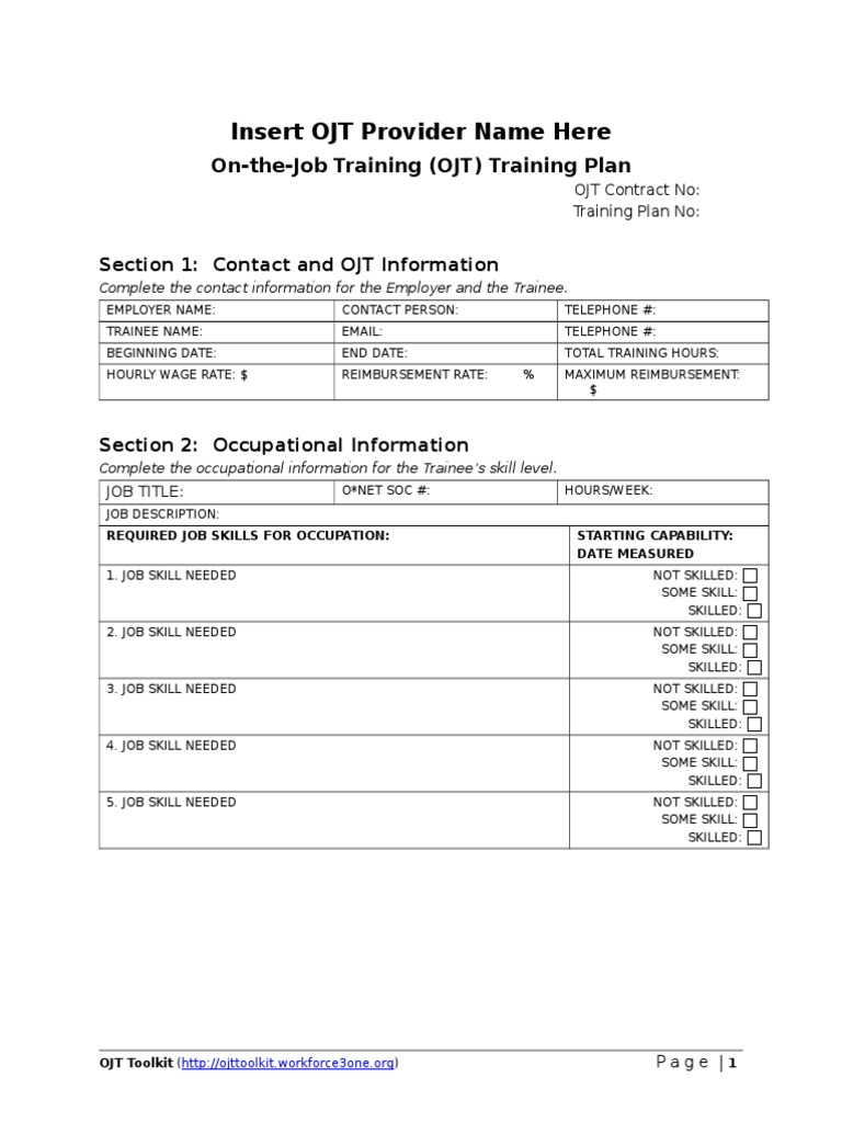 Ojt Program In Ojt Training Checklist Template Regarding Ojt Training Checklist Template