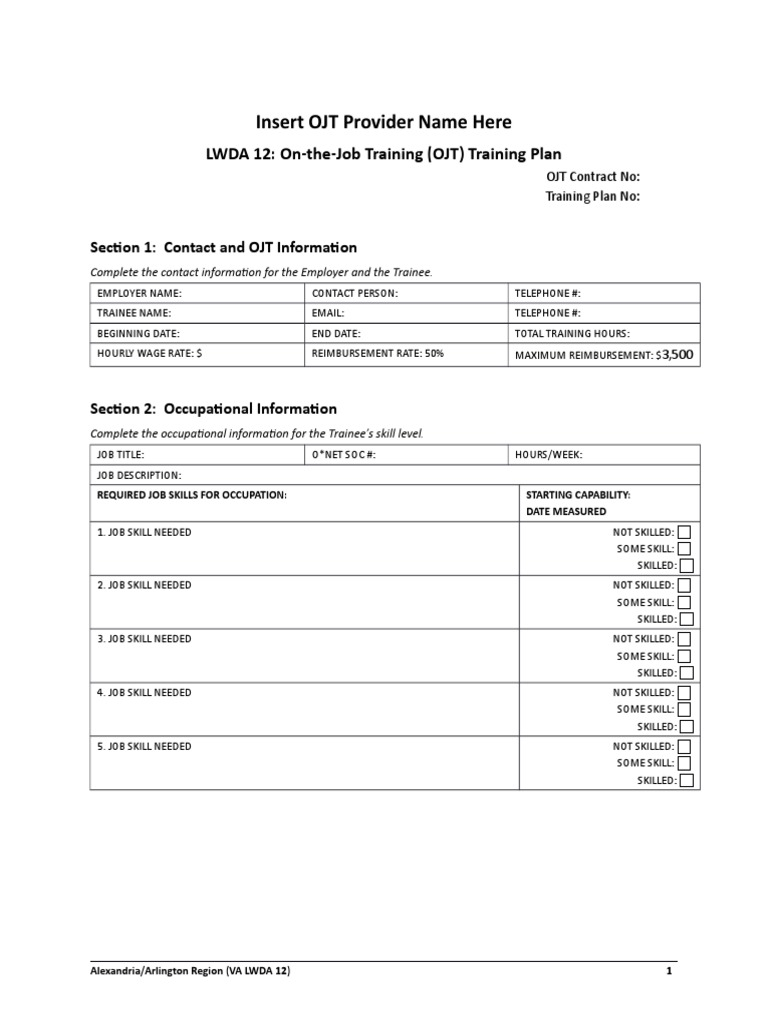 OJT-Training-Plan Within Ojt Training Checklist Template