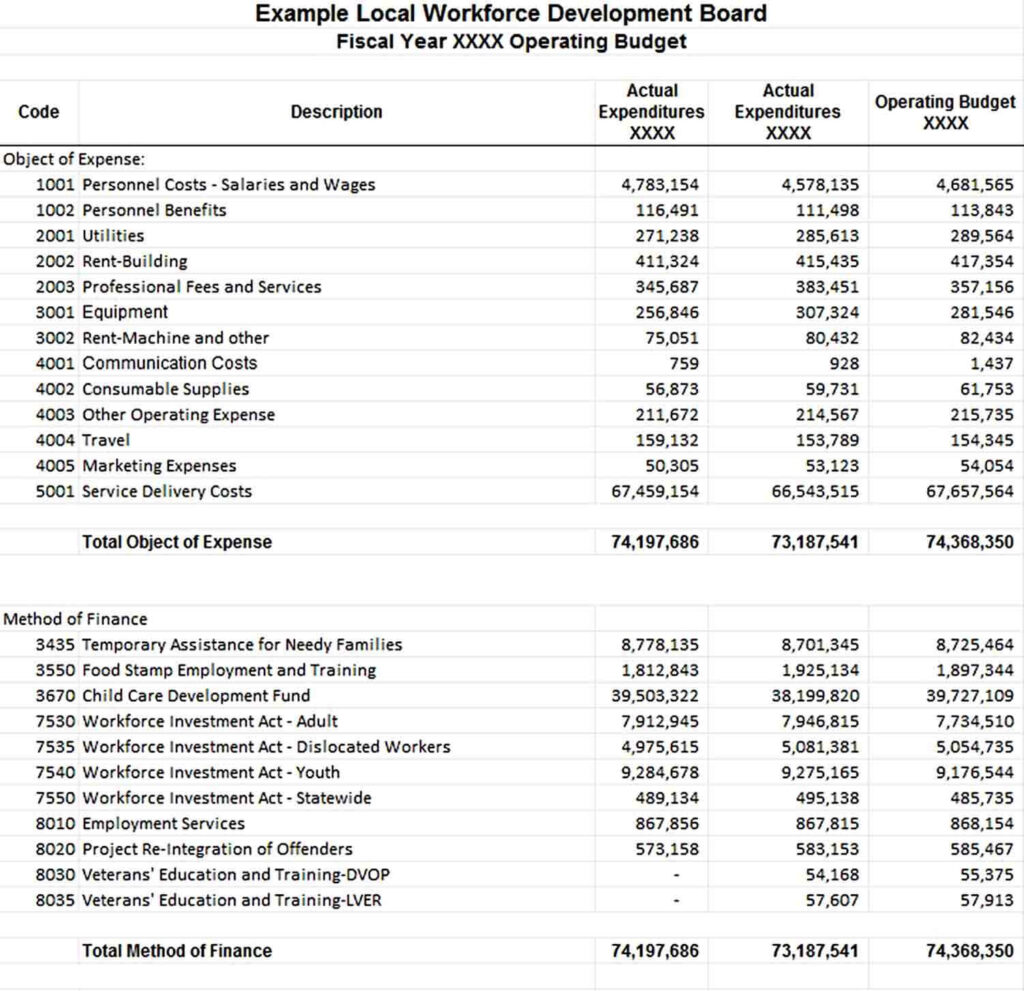 Operating Budget Sample Template  In Overhead Budget Template