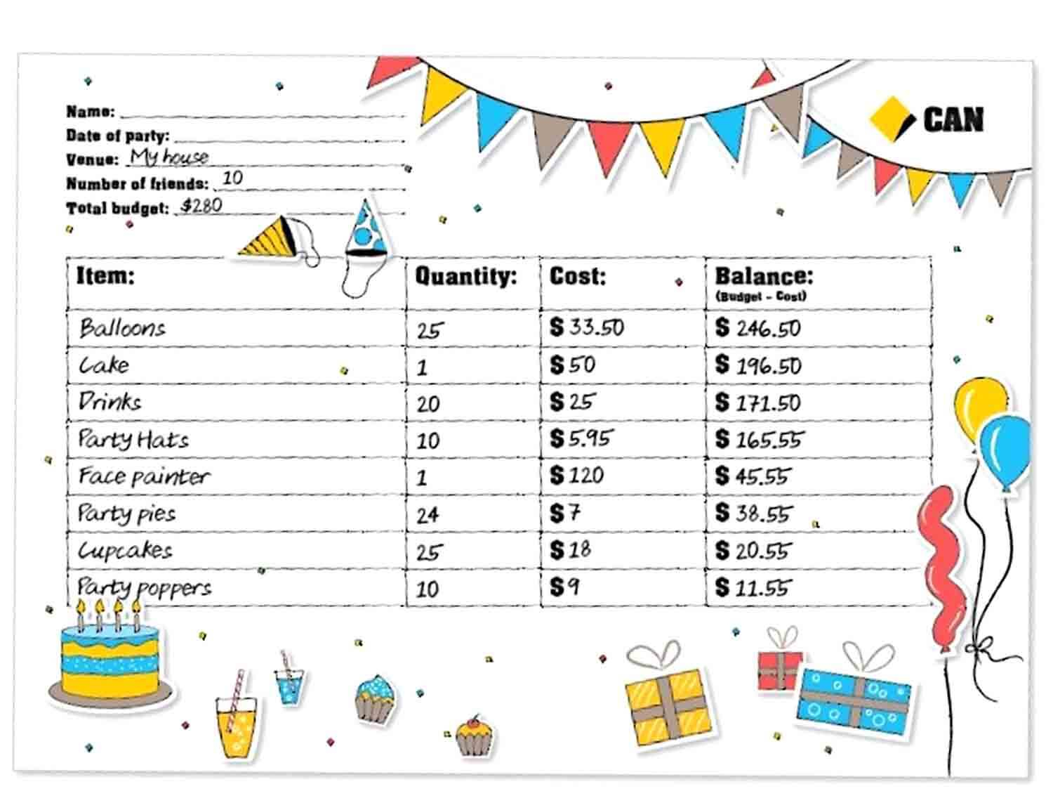 Party Budget Template  Intended For Party Planning Budget Template Regarding Party Planning Budget Template