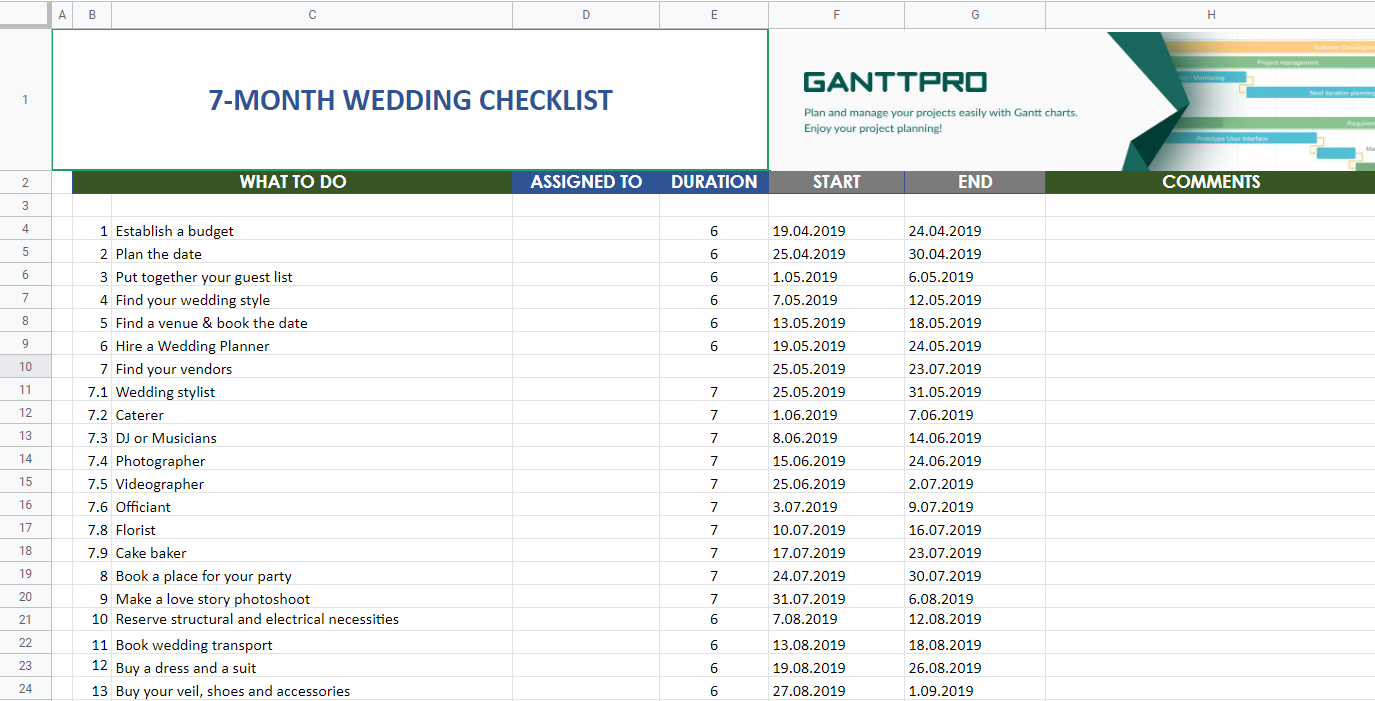 Planning a wedding in 11 months checklist  Excel Template  Free  Throughout Wedding Coordinator Checklist Template For Wedding Coordinator Checklist Template