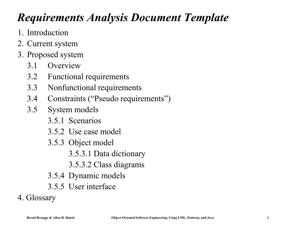 PPT - Requirements Analysis Document Template PowerPoint  In System Analysis Documentation Template With Regard To System Analysis Documentation Template
