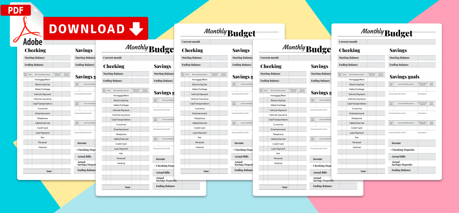 Printable Budget Templates - Download PDF A11, A11, Letter size With Online Personal Budget Template For Online Personal Budget Template