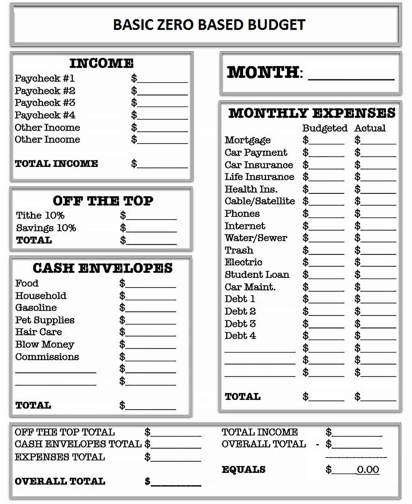 Printable Budget Worksheet Template Culturopedia Sample Basic Zero  Inside Zero Based Monthly Budget Template Within Zero Based Monthly Budget Template