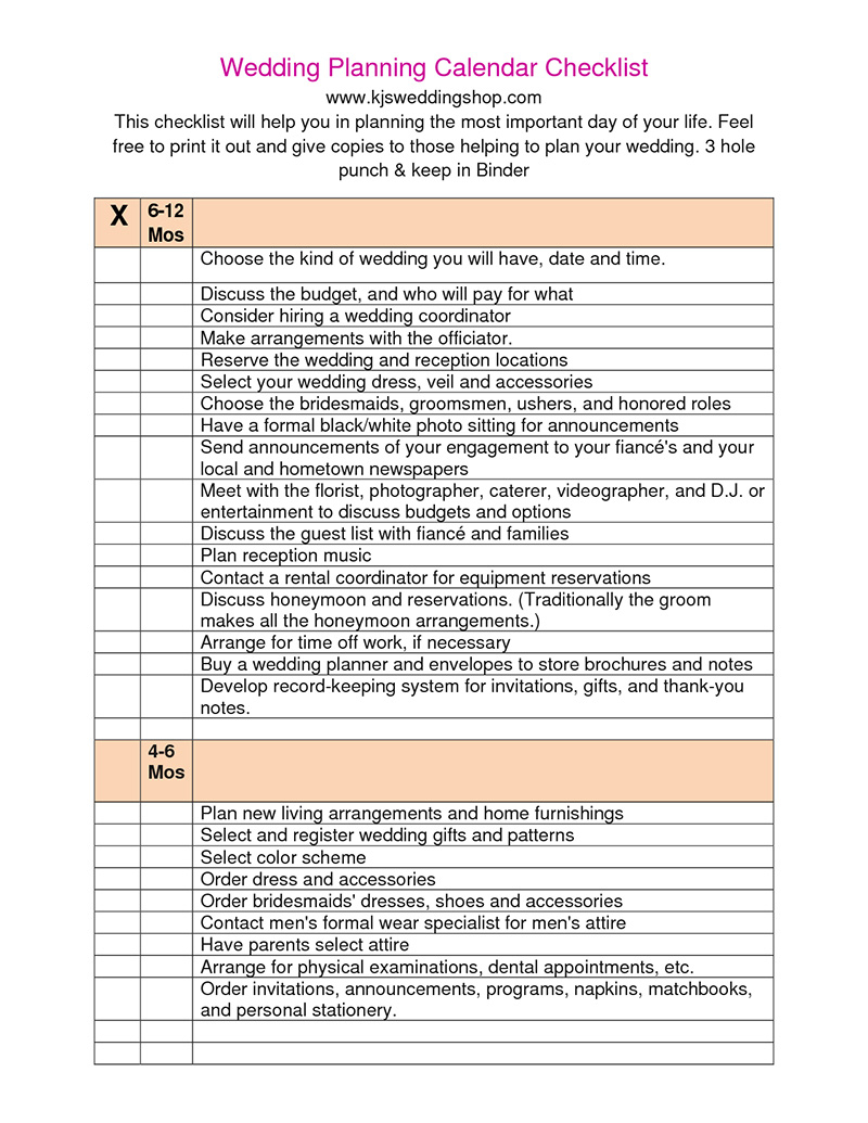 printable wedding checklist template free - Printable Wedding  In Wedding Coordinator Checklist Template Intended For Wedding Coordinator Checklist Template