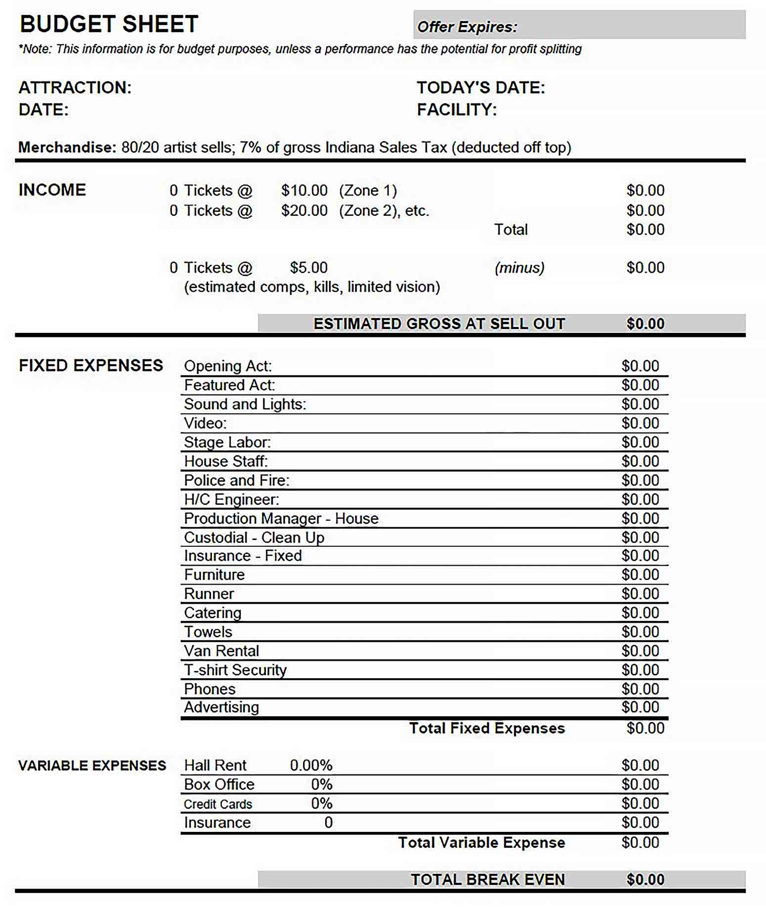 Production Budget Template - culturopedia With Music Concert Budget Template With Regard To Music Concert Budget Template