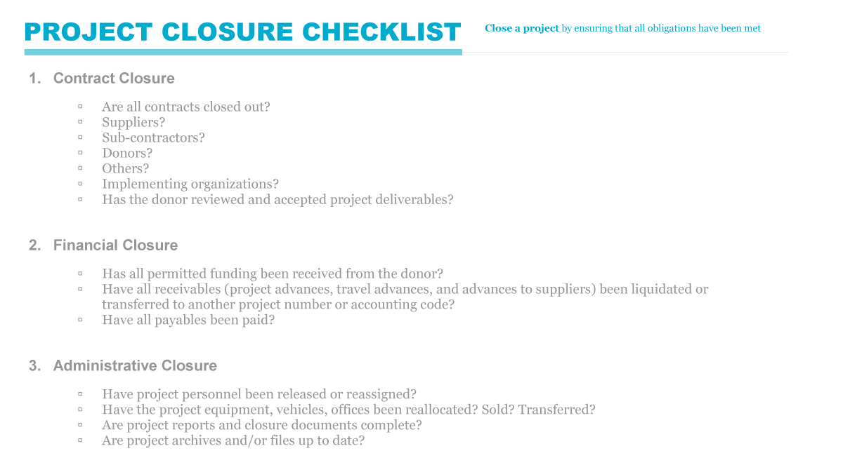 Project Closure Checklist  PMD Pro With Regard To Project Closeout Checklist Template For Project Closeout Checklist Template