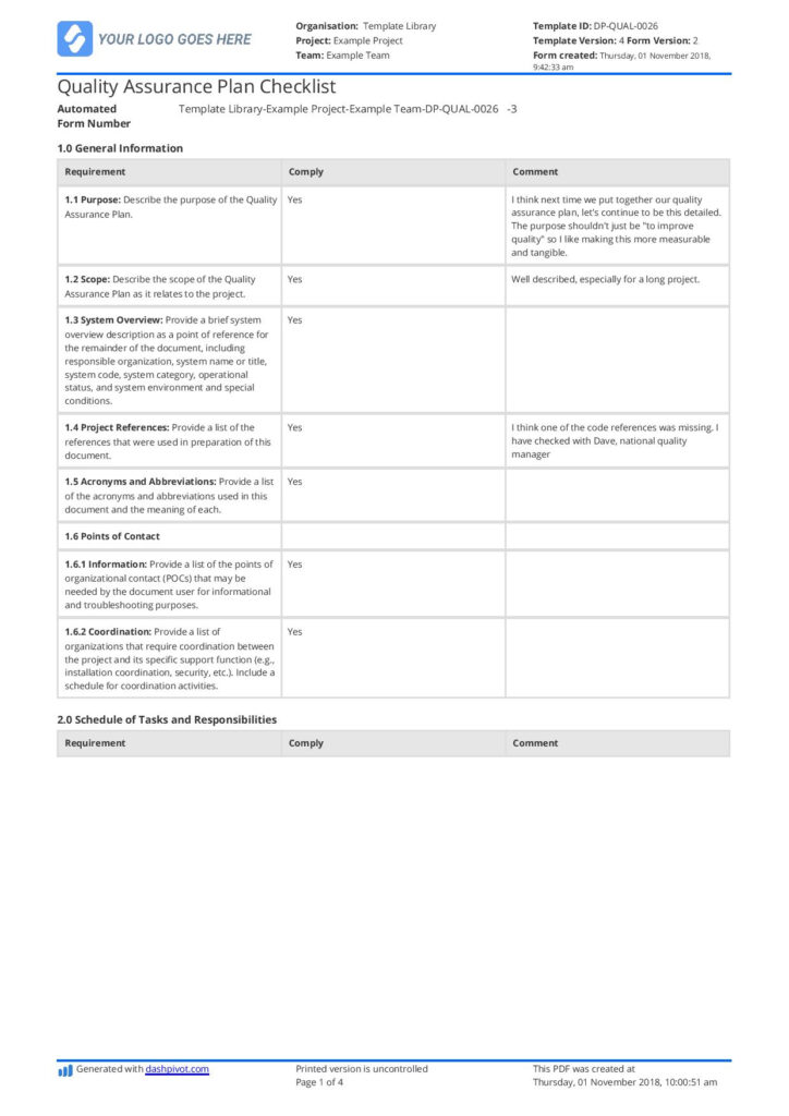 Quality Assurance Plan Checklist: Free and editable template Inside Quality Control Checklist Template Construction