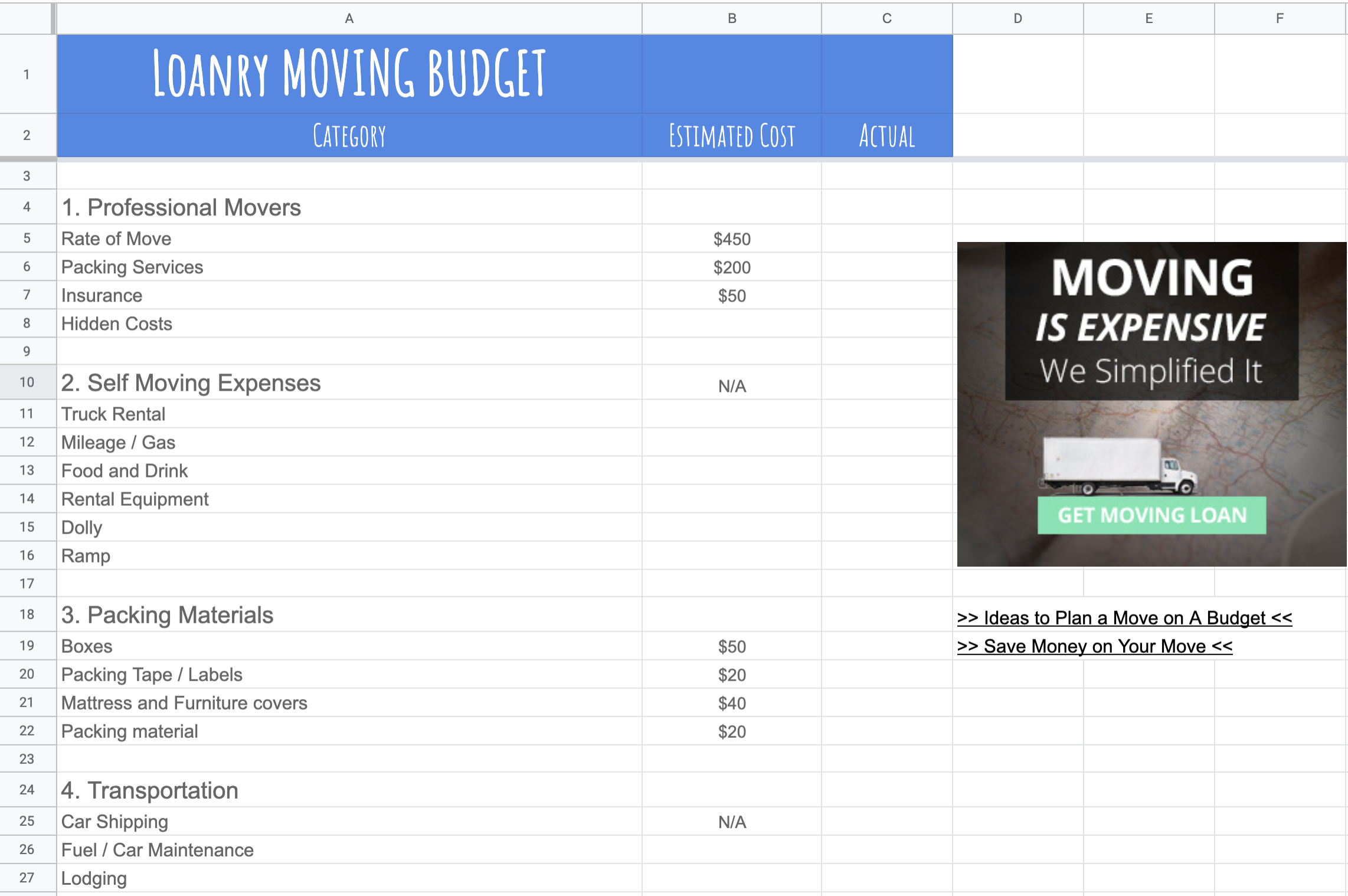 Relocation Expenses Template With Office Relocation Budget Template Within Office Relocation Budget Template